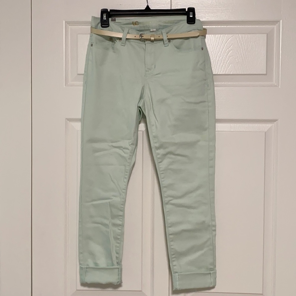 LC Lauren Conrad Mint Straight Jeans w Belt 6